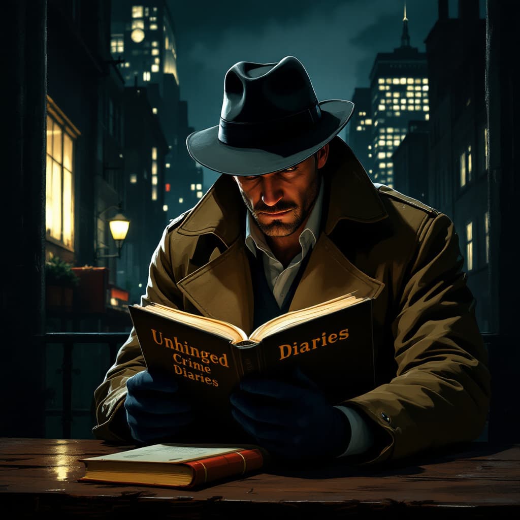 AI generated: Male detective in a trench coat, set against a noir city backdrop at night, in the style of Edward H...