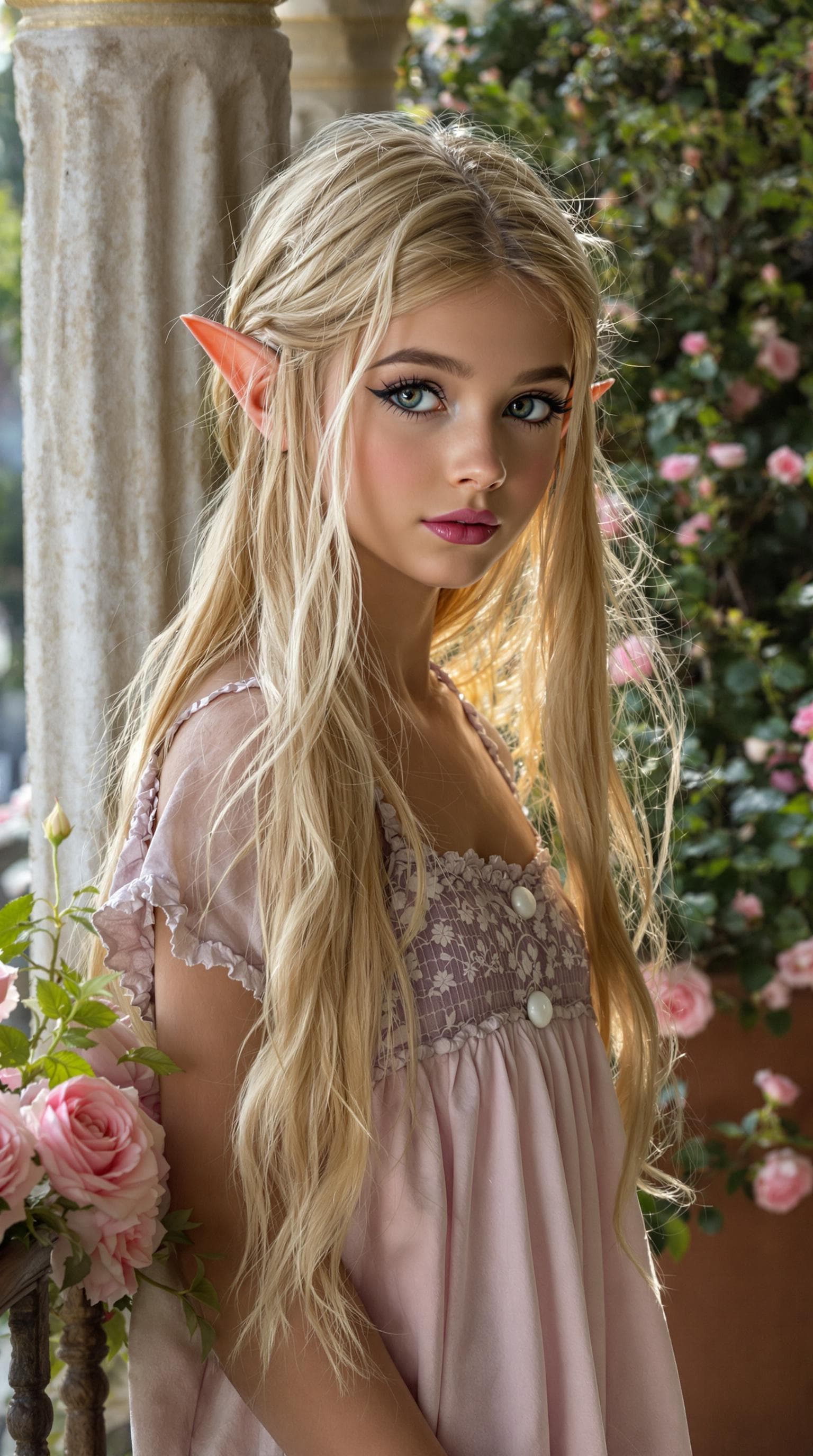 AI generated: a professional photo of a exceptionally beautiful girl in the world (age 11), (eleven year old) shor...