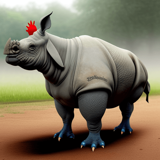 AI generated: chicken rhinoceros, two animals merged into one