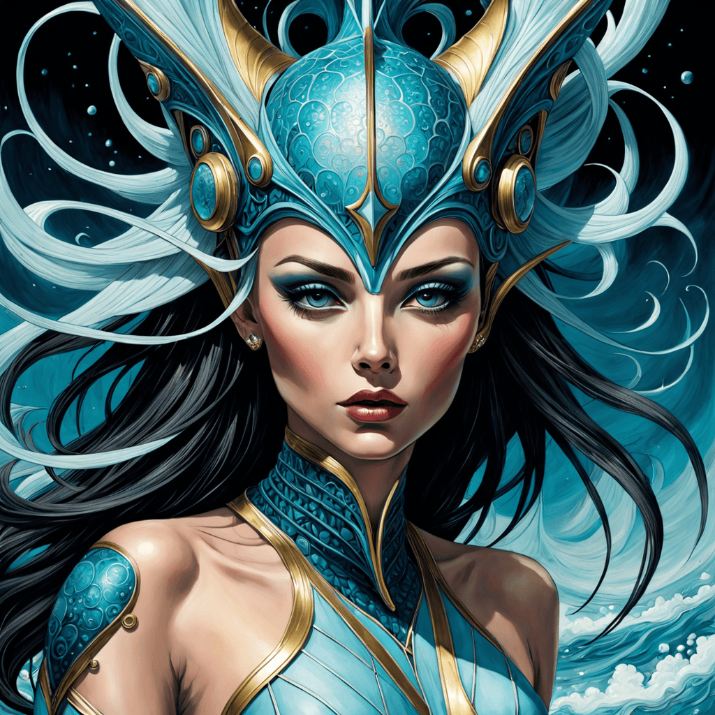 AI generated: A mystical scifi fantasy poster, of a female ethereal entity atlantean queen, fantastical attractive...