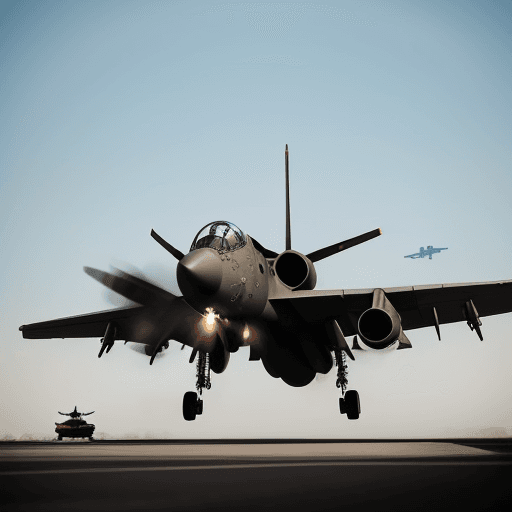AI generated: Create a image where there is a military with a airplane behind