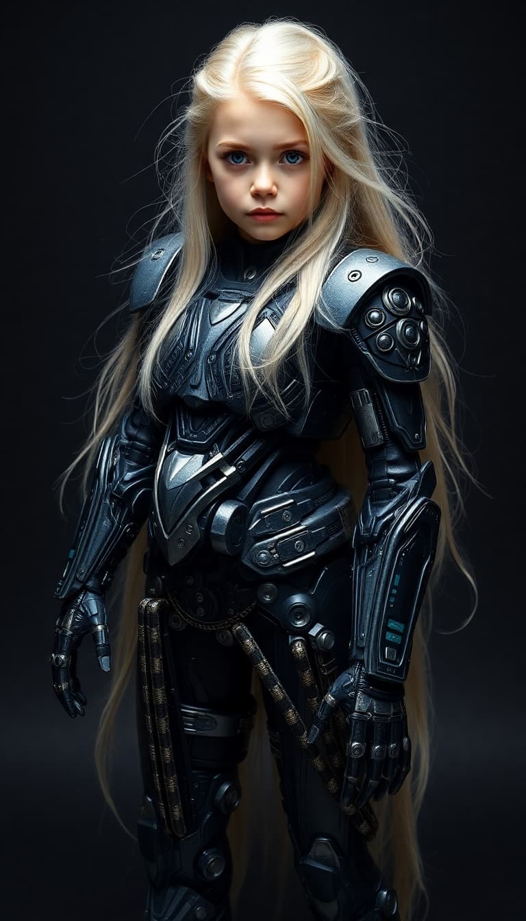 AI generated: a professional photo of a exceptionally of the most beautiful girl in the world, (age 9) (futuristic...