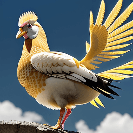 AI generated: Una pluma dorada cae lentamente en un fondo claro y apropiado para una página web sobre gallinas pon...