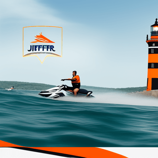 AI generated: Create a logo drawing for a jet-ski company It is located in Brittany, France. Display the striped l...