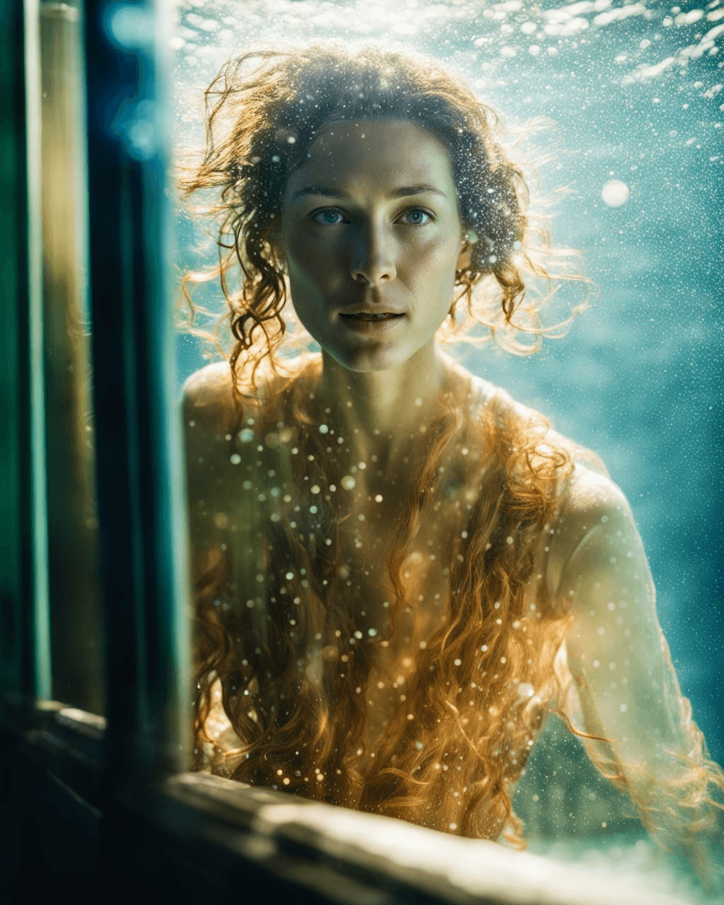 AI generated: UNDERWATER_SCENE underwater, soft light, faded colors, volumetric lighting, long exposure photograph...