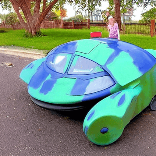 AI generated: A big strange alien car