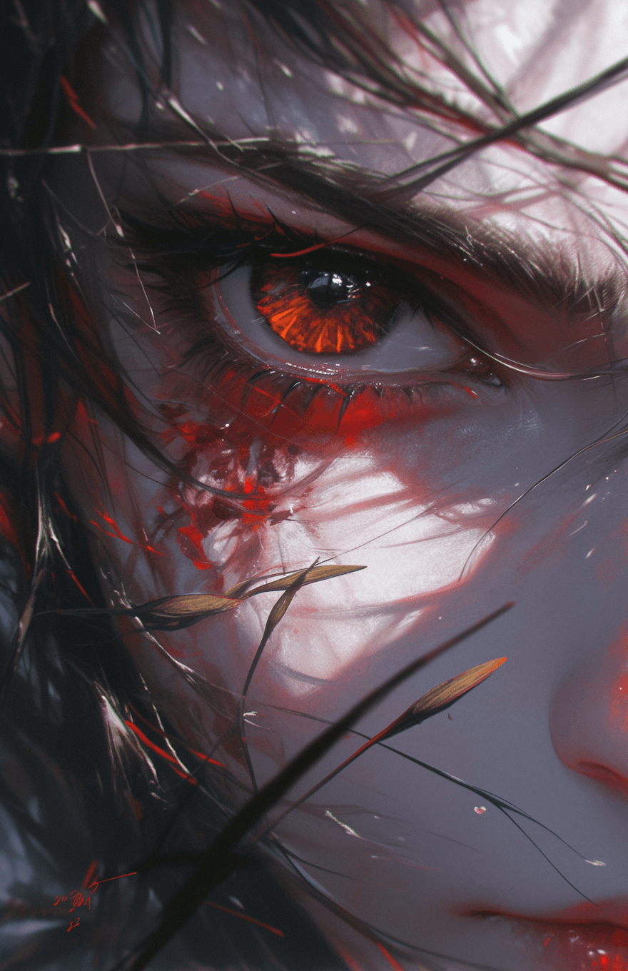 AI generated: painting, fantasy, japan, anime, in the style of realistic hyper-detailed rendering, dark white and ...
