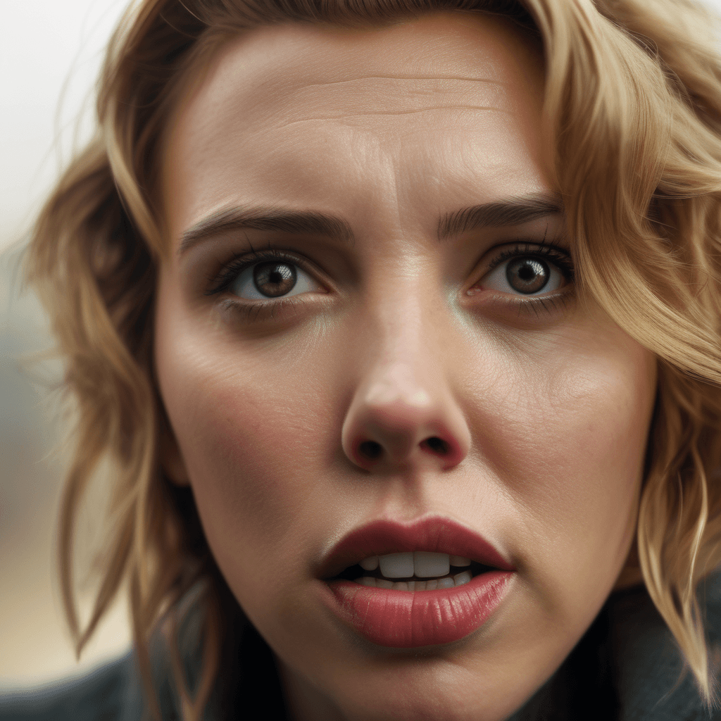 AI generated: EXTREMELY DETAILED medium closeup environmental portrait photo, emotional, joyful, surreal scarlett ...