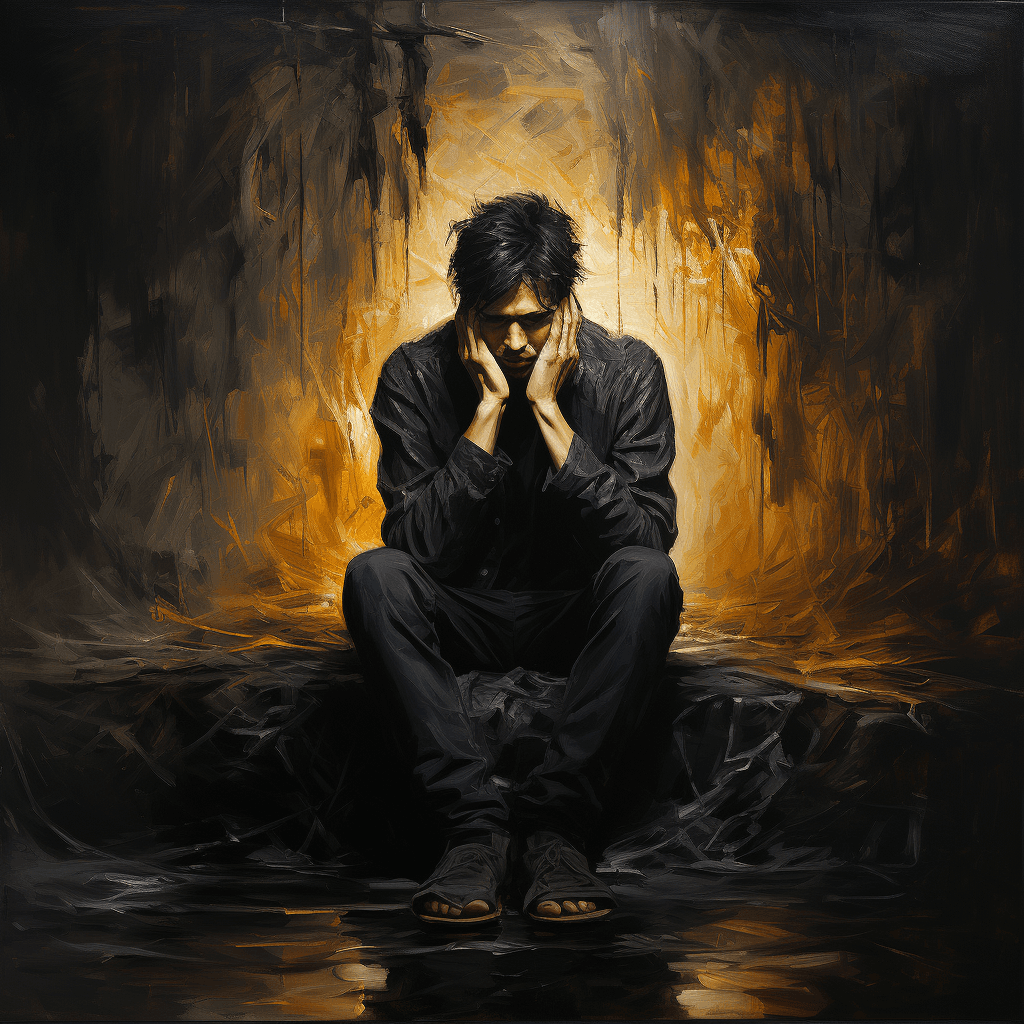 AI generated: Artistic representation of the emotion "fear" in a serene environment, capturing the essence and dep...