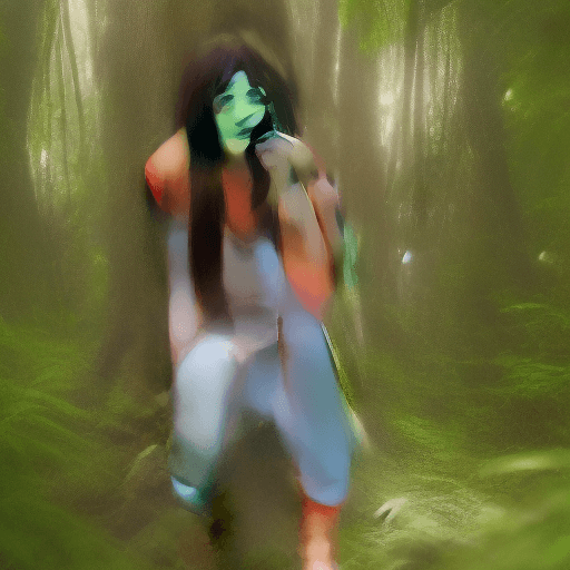 AI generated: A 17 year old Indian girl is posing in a natural trail in a jungle , she is wearing a loose pink tan...
