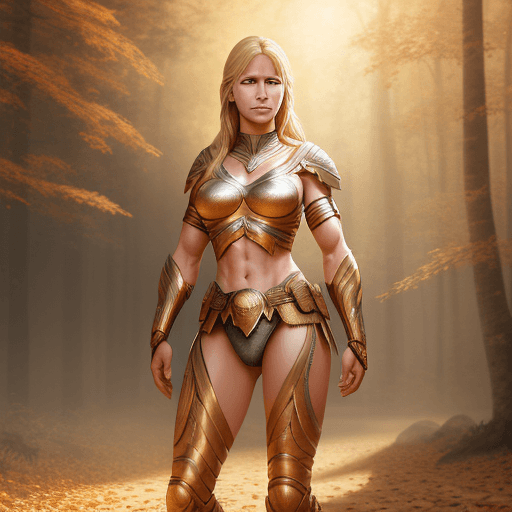 AI generated: full body realistic of blond amazon warrior, athletic,
slight smile, diffuse natural sun lights, aut...