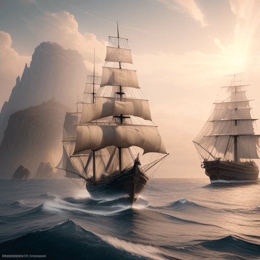 AI generated: Photo of a ultra realistic sailing ship, dramatic light, pale sunrise, cinematic lighting, battered,...