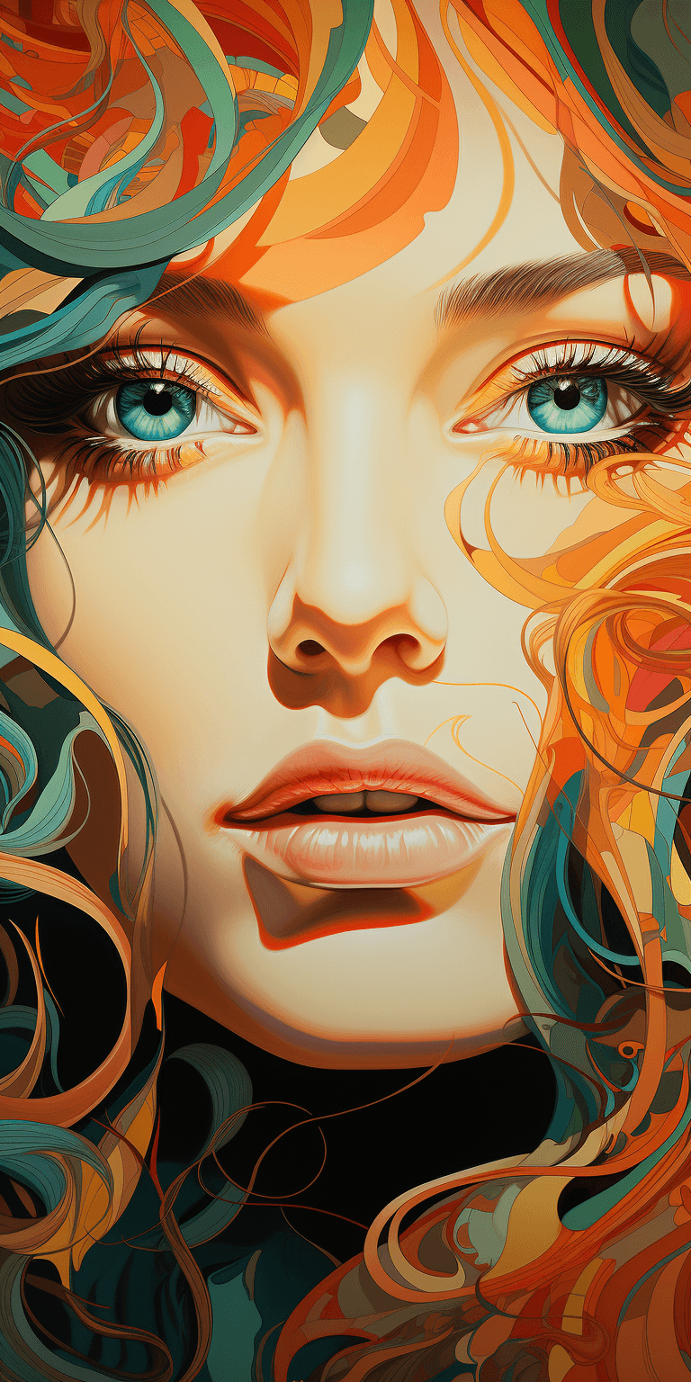 AI generated: artist william mcintosh painted a pretty face for a lady to look at, in the style of graphic design ...