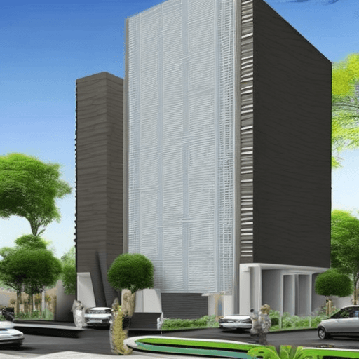 AI generated: Biophilic facade design height of 40 feet width and 58 feet fith width. integrated style of HARUR PL...