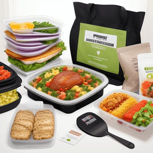 AI generated: Photo of a meal prep subscription box with brand name "Power Plate"