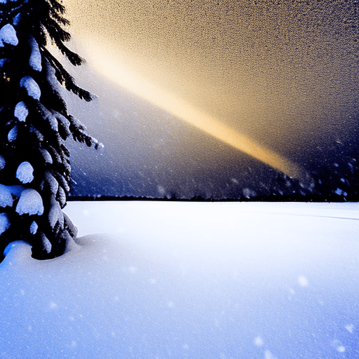 AI generated: snow in a white out storm at night.
ice crystals in the air.
one small golden ray of light on the ho...