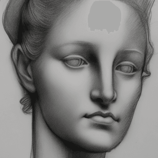 AI generated: stunning sketch portrait by Michelangelo, charcoal drawing, face only, an absolutely gorgeous woman,...