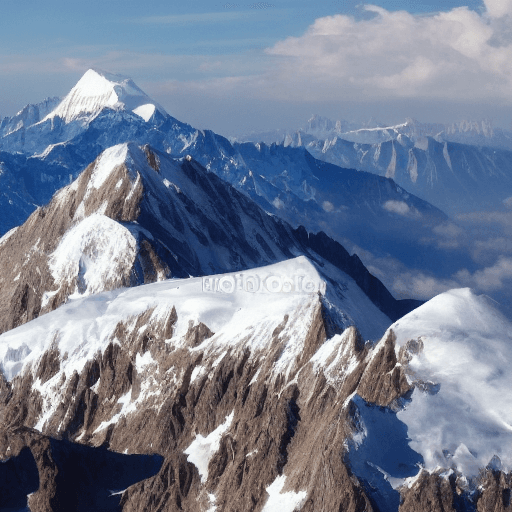 AI generated: photographie du mont blanc en couleur avec une photo de Louis Pasteur en chercheur
