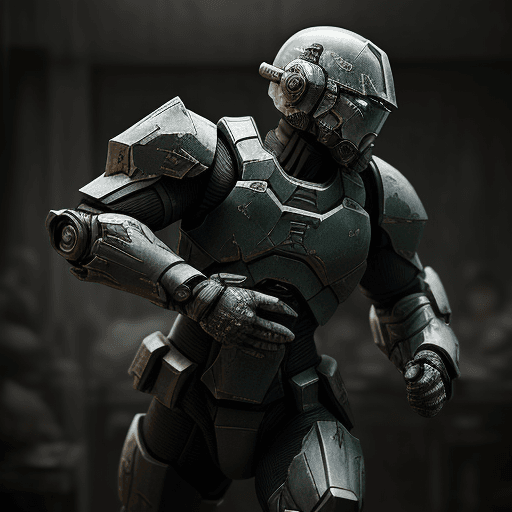 AI generated: porcelain armored master chief, highly detailed, 8k, dynamic action, medium photography, subtle gloo...
