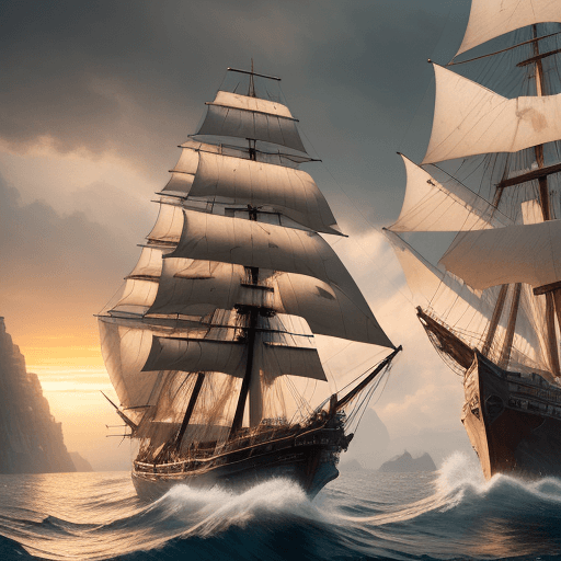 AI generated: Photo of a ultra realistic sailing ship, dramatic light, pale sunrise, cinematic lighting, battered,...