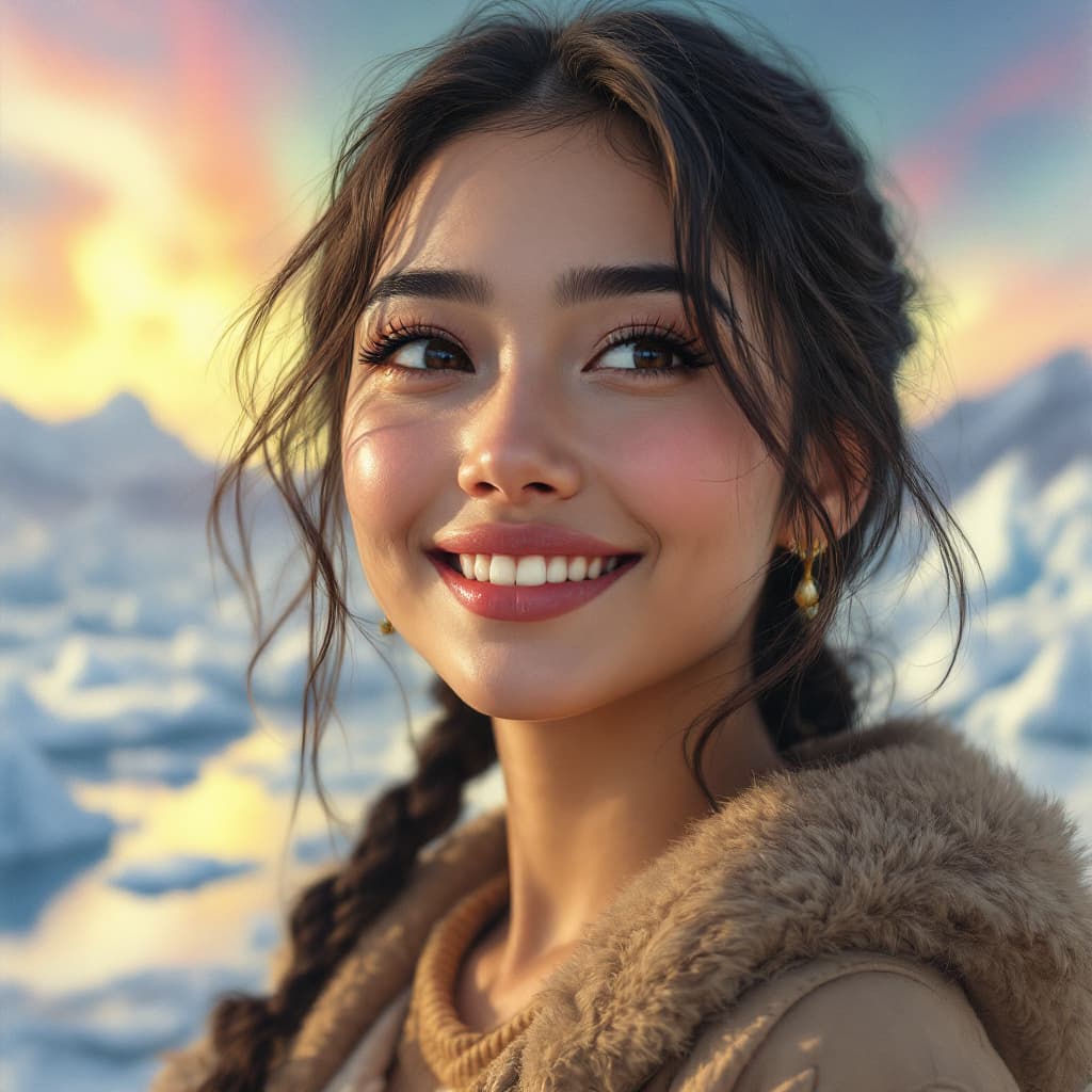 AI generated: anime extreme closeup portrait pencil drawing picture of a 24-year-old Bodo-Nepali female vibrant fe...