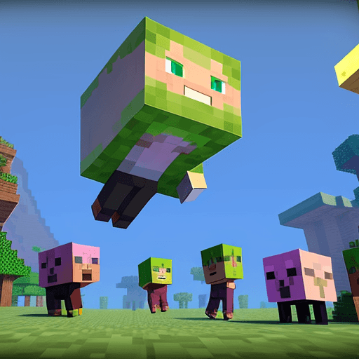AI generated: Minecraft mobs jumping at the screen epic style minecraft trailer style
