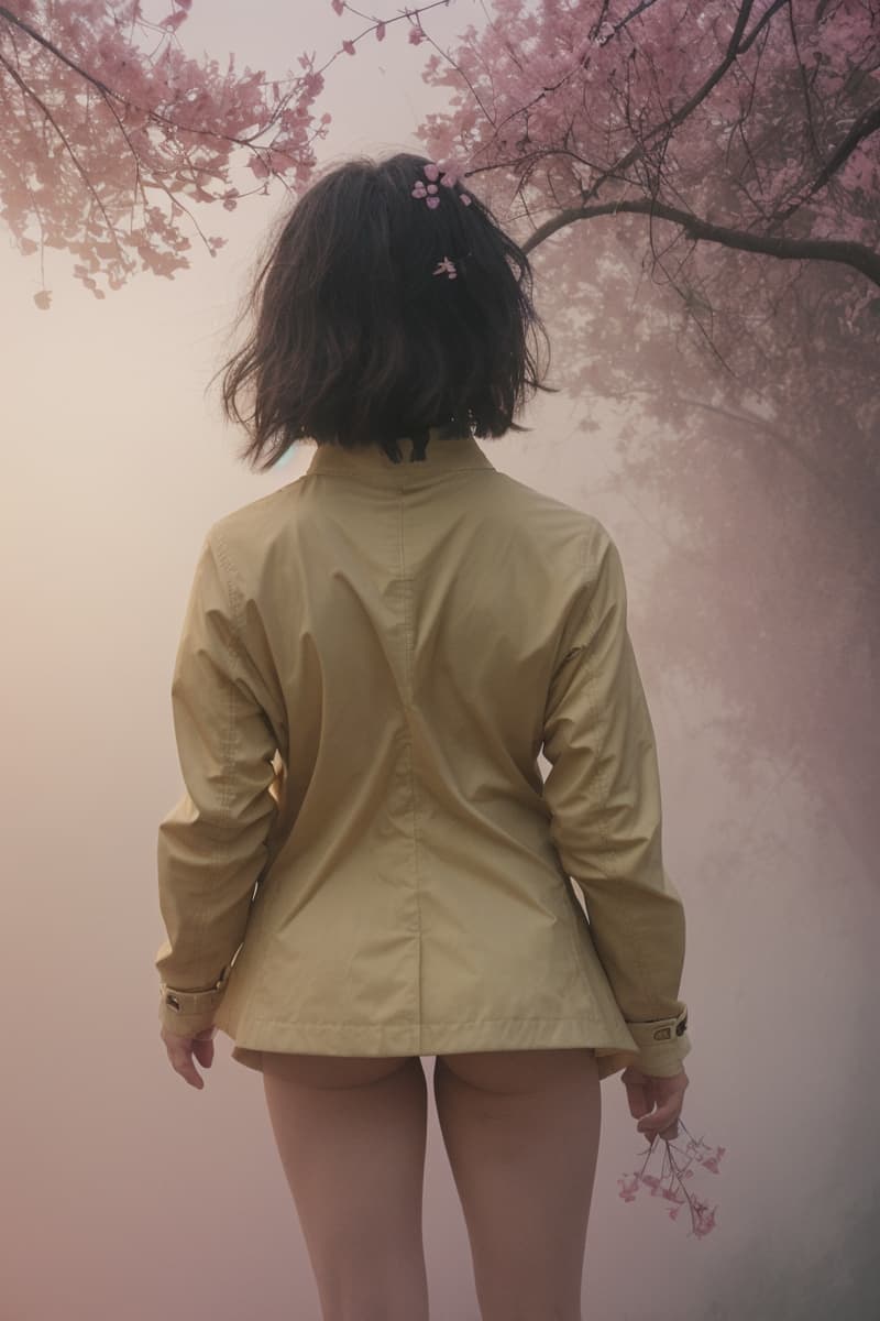 AI generated: she is only wearing a yellow rain coat that that she pushed to the side. revealing her naked ass, (b...