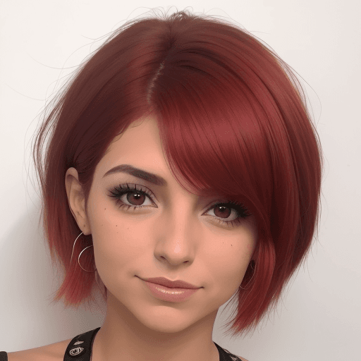 AI generated: chica viajera, artista, tierna, ruda , peliroja cabello corto con la cara de frente y cuerpo complet...