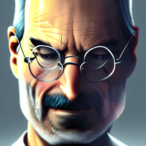AI generated: Steve Jobs, medium shot close up, details, sharp focus, illustration, by Jordan Grimmer and greg rut...