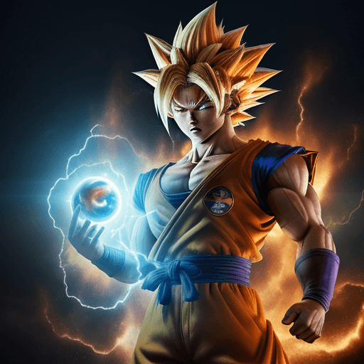 AI generated: Realistic Dragonball Z super Goku, high detail, transforming into Ultra Instinct, earth breaking apa...