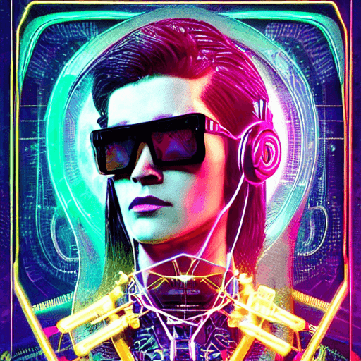 AI generated: nft style, cyberpunk, synthwave, tarot card with intricate detailed frame around the outside | with ...
