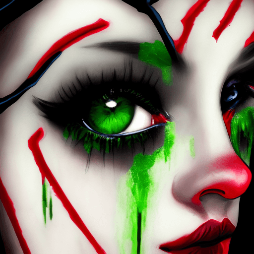 AI generated: a girl in a red veil and a (black lipstick:1. 3) and (green eyes:1. 3), naked upper body, from side ...