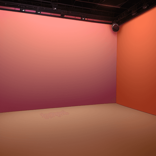 AI generated:  The background is a gradient, red, pink and orange, studio setting


