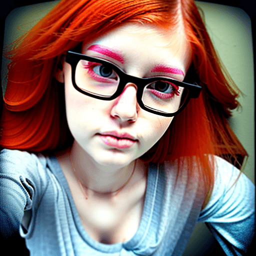 AI generated: Beautiful red hair girl with glasses