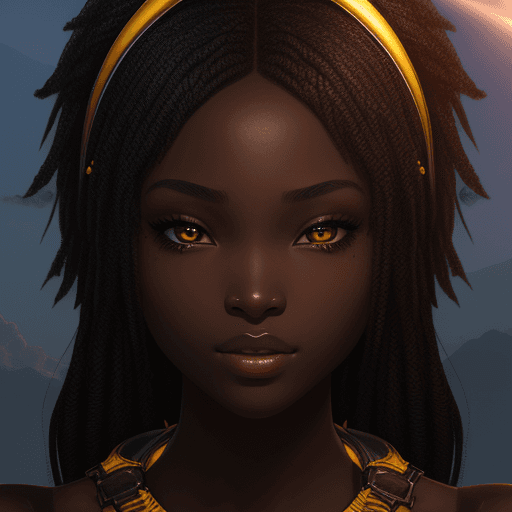 AI generated: ebony perfect face girl, sunscrean face