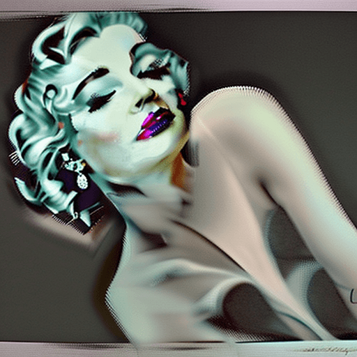 AI generated: Contemporary painting of Marilyn Monroe, undressed in fashionable clothes, glamour, creative, poster...