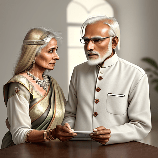 AI generated: (exasperated:0.40) 60yr old  ((Indian husband):0.50) trying to teach his 60yr old (reluctant:0.50) (...