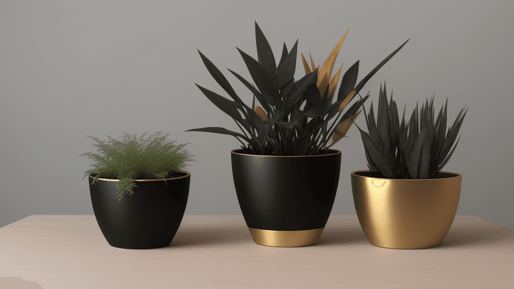 AI generated:  black and golden plant pot
