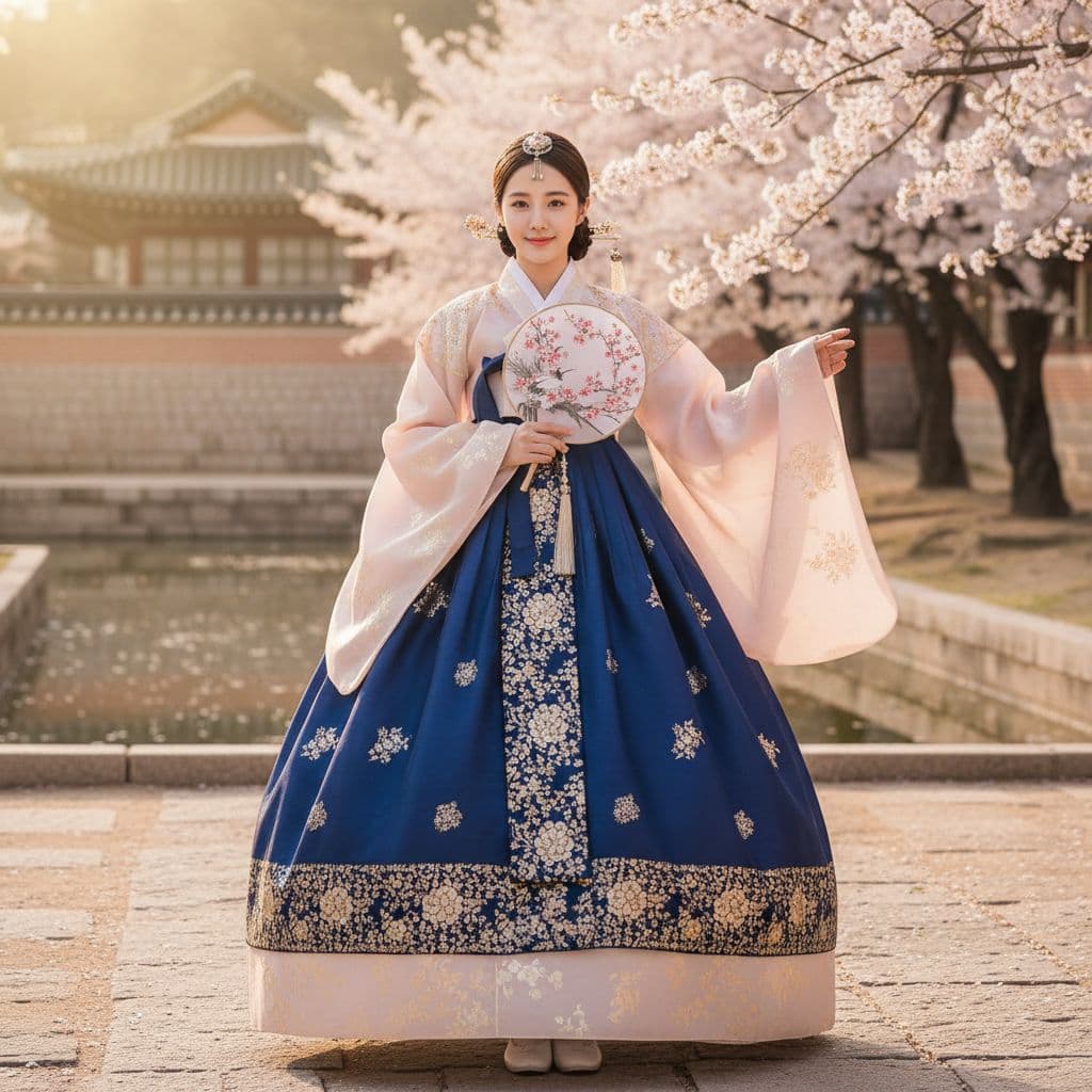 AI generated: Asian girl national costume