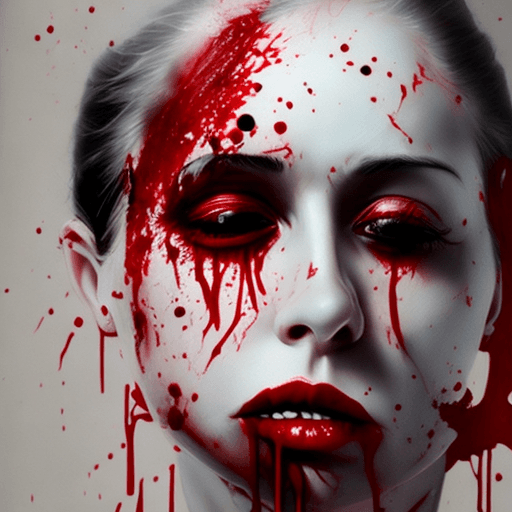 AI generated: a painting of a woman with blood dripping all over her face, a photorealistic painting by Gottfried ...