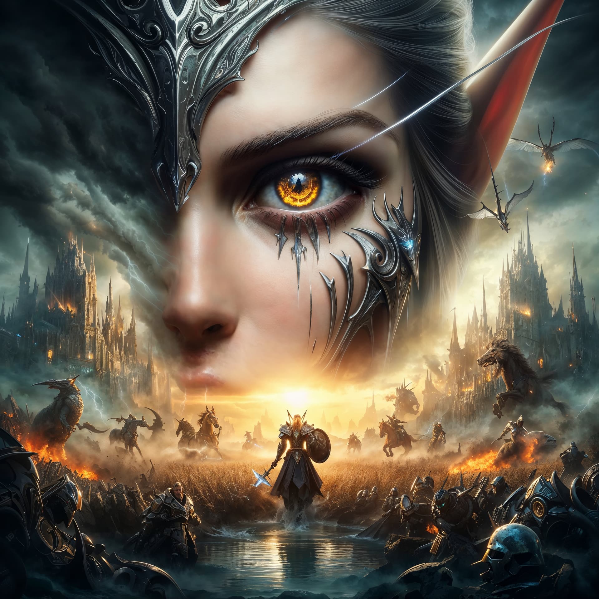 AI generated: an epic poster-style photograph inspired by the Warcraft universe, utilizing groundbreaking photogra...