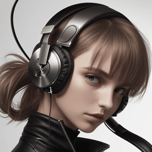 AI generated: headphones in plastic and leather materials, with bang and olufsen look&feel.