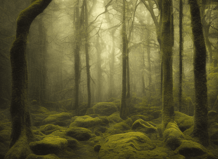 AI generated: ((A, R, T,))  real photo, hi-res, 8K, forest landscape, rain forrest, A, R, T, text mix background