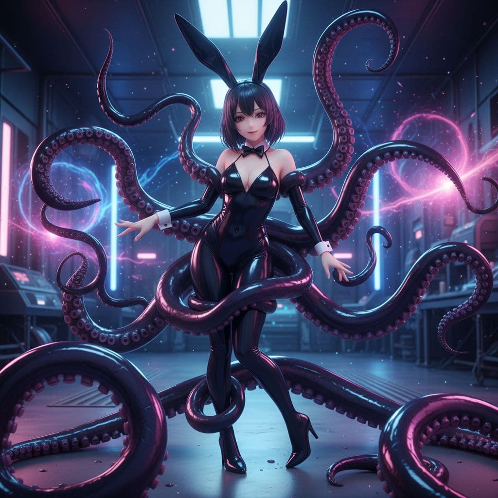 AI generated: Sakurajima mai latex tentacles 