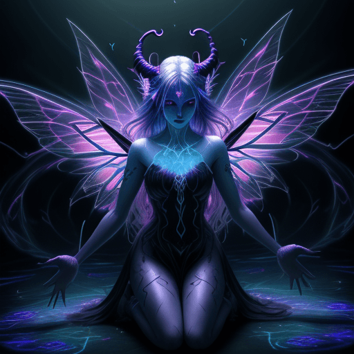 AI generated: Sanctuary, Temple, Devil fairy(female), dark magic, Devil soul, Jinn, Demon, divine, clean skin, par...