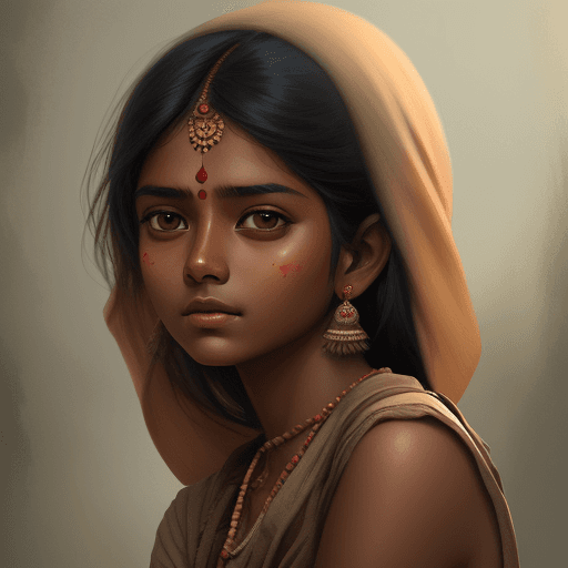 AI generated: A indian girl with tan skin potrait painterly style, illustration, cinematic