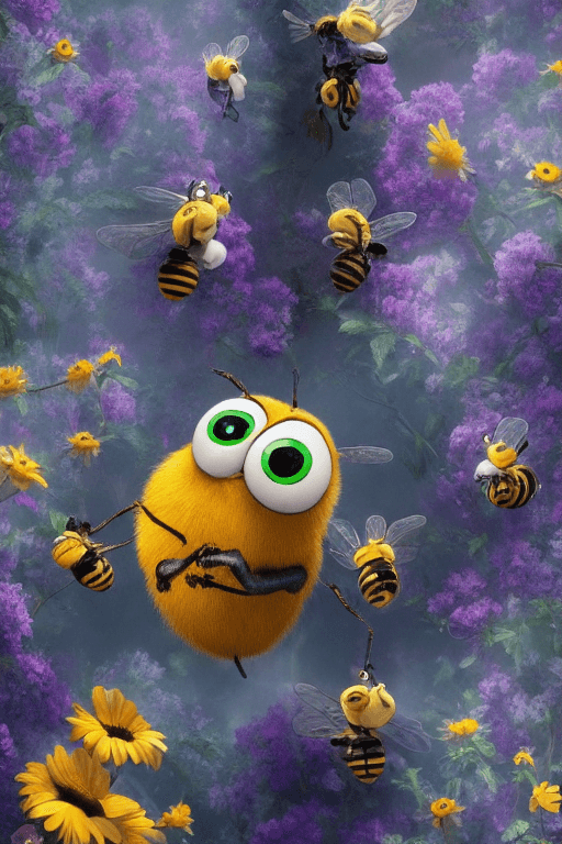 AI generated: Masterpiece, best quality, (just one cute bee:1.2), big eyes, (pixar character:1.2), incredible deta...