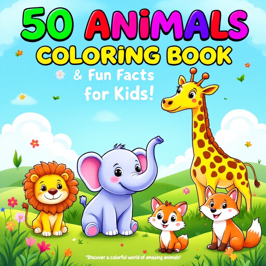 AI generated: A vibrant and engaging children's coloring book cover featuring a playful cartoon-style design. The ...