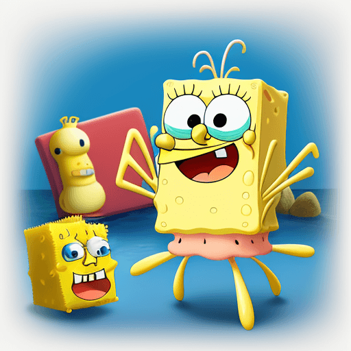 AI generated: Mr Krabs naked, spongebob,