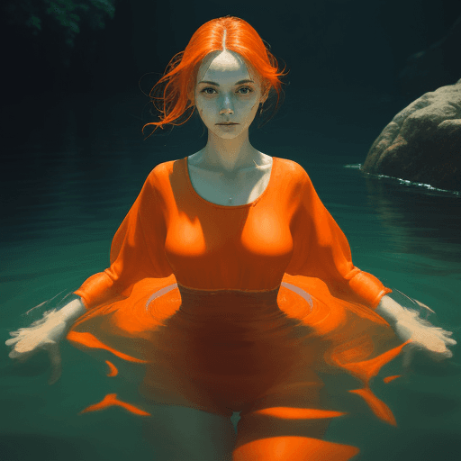 AI generated: woman in water, orange color